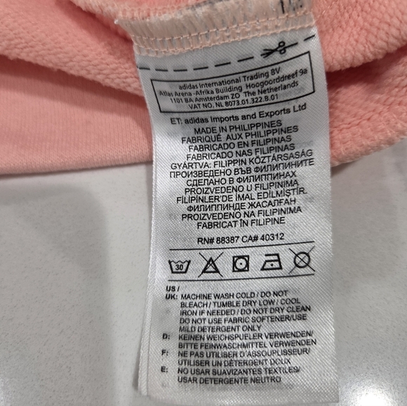 Adidas Women's Medium Spellout Three Stripes Pullover Crewneck Sweatshirt Pink - Picture 7 of 12